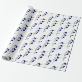 Elegant Dusty Blue Navy Floral Wedding Geschenkpapier