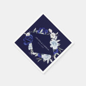 Elegant Dusty Blue Navy Floral Wedding Serviette (Ecke)