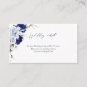 Elegant Dusty Blue Navy Floral Wedding Website Begleitkarte (Vorderseite)