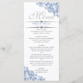 Elegant Dusty Blue on White Wedding Menu Menükarte (Vorderseite)