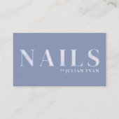 Elegant Dusty Blue Opal Holographic Nail Visitenkarte (Vorderseite)