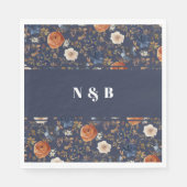 Elegant Dusty Blue Orange Mit Monogramm Wedding Serviette (Vorderseite)