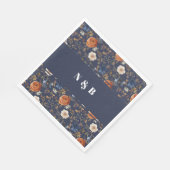 Elegant Dusty Blue Orange Mit Monogramm Wedding Serviette (Ecke)