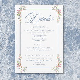 Elegant Dusty Blue Pastel Wildblume Wappen Wedding Begleitkarte