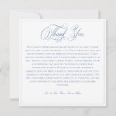 Elegant Dusty Blue Pastel Wildblume Wappen Wedding Dankeskarte (Rückseite)