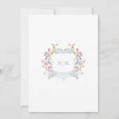 Elegant Dusty Blue Pastel Wildblume Wappen Wedding Einladung (Rückseite)