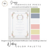 Elegant Dusty Blue Pastel Wildblume Wappen Wedding Einladung