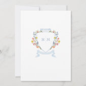 Elegant Dusty Blue Pastel Wildblume Wappen Wedding Einladung (Rückseite)