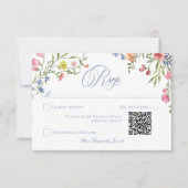 Elegant Dusty Blue Pastel Wildblume Wappen Wedding RSVP Karte (Vorderseite)