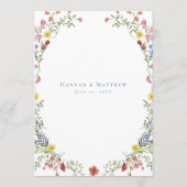 Elegant Dusty Blue Pastel Wildflower Crest Wedding Menükarte (Rückseite)