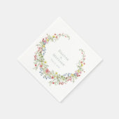 Elegant Dusty Blue Pastel Wildflower Crest Wedding Serviette (Ecke)