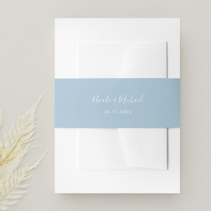 Elegant Dusty Blue Personalisiert Wedding Einladungsbanderole
