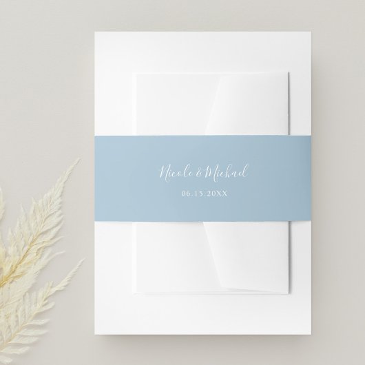 Elegant Dusty Blue Personalisiert Wedding Einladungsbanderole