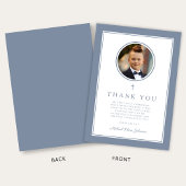 Elegant Dusty Blue Photo Boy First Communion Dankeskarte