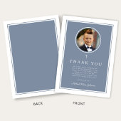 Elegant Dusty Blue Photo Boy First Communion Dankeskarte