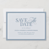 Elegant Dusty Blue Photo | Classic Luxe Save The Date (Vorderseite)