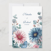 Elegant Dusty Blue Pink Gerbera Daisy Eucalyptus Einladung (Vorderseite)