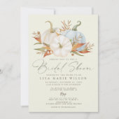 Elegant Dusty Blue Pumpkins Fall Brautparty Einladung (Vorderseite)