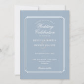 Elegant Dusty Blue QR Code Art Deco Wedding Einladung (Vorderseite)