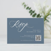 Elegant Dusty Blue QR Einfach Minimalistisch moder RSVP Karte (Stehend Vorderseite)