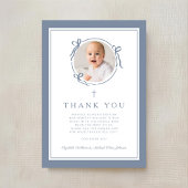 Elegant Dusty Blue Religious Baptism Photo Dankeskarte