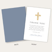 Elegant Dusty Blue Religious Cross Confirmation Dankeskarte