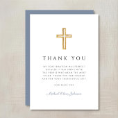 Elegant Dusty Blue Religious Cross Confirmation Dankeskarte