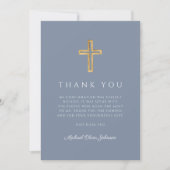 Elegant Dusty Blue Religious Cross Confirmation Dankeskarte (Vorderseite)