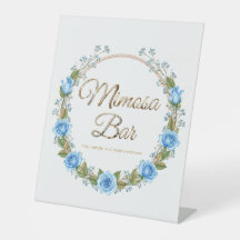 Elegant Dusty Blue Rose Baby's Breathe Mimosa Bar