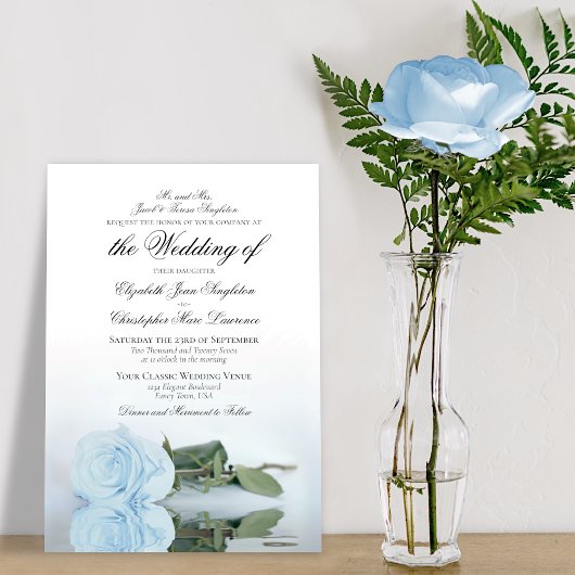 Elegant Dusty Blue Rose Formal Wedding Einladung