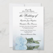 Elegant Dusty Blue Rose Formal Wedding Einladung (Vorderseite)