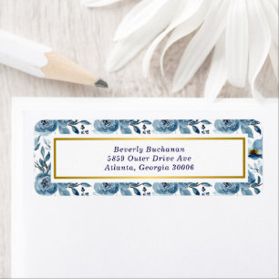 Elegant Dusty Blue Rose Gold Akzente Rücksendeadre