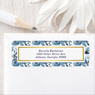 Elegant Dusty Blue Rose Gold Akzente Rücksendeadre