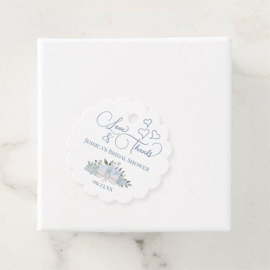 Elegant Dusty Blue Rose Liebe Dank Brautparty Geschenkanhänger (Beispiel)