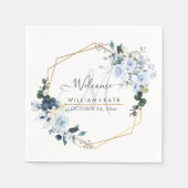 Elegant Dusty Blue Rose Monogram Serviette (Vorderseite)