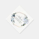 Elegant Dusty Blue Rose Monogram Serviette (Ecke)