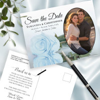 Elegant Dusty Blue Rose Oval Foto Save the Date