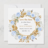 Elegant Dusty Blue Rose Save the Date (Vorderseite)