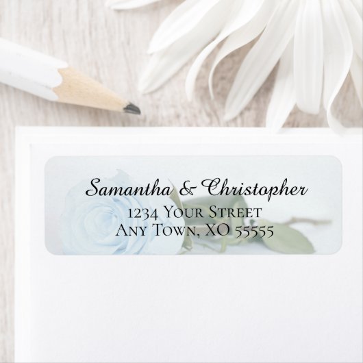 Elegant Dusty Blue Rose Wedding Rücksendeadresse (Insitu)