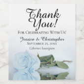 Elegant Dusty Blue Rose Wedding Vielen Dank Weinetikett (Einzelnes Label)