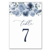 Elegant Dusty Blue Roses Wedding Table Number Tischnummer (Vorderseite)