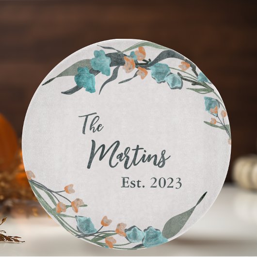 Elegant Dusty Blue Sage Botanical Family Schneidebrett