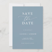 Elegant Dusty Blue Save the Date Einladung (Vorderseite)