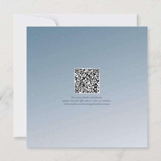 Elegant Dusty Blue Save the Date QR Code Wedding Einladung (Rückseite)