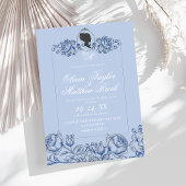 Elegant Dusty Blue Script Bridgerton Wedding Einladung