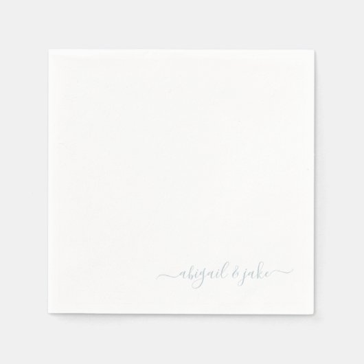 Elegant Dusty Blue Script Couple Names Wedding Serviette (Vorderseite)