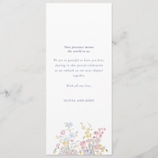 Elegant dusty Blue Script Double Side Wedding  Menükarte (Rückseite)