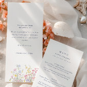 Elegant dusty Blue Script Double Side Wedding  Menükarte