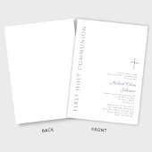 Elegant Dusty Blue Script Erste Heilige Kommunion Einladung