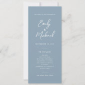 Elegant Dusty Blue Script Minimal Wedding Program Einladung (Vorderseite)